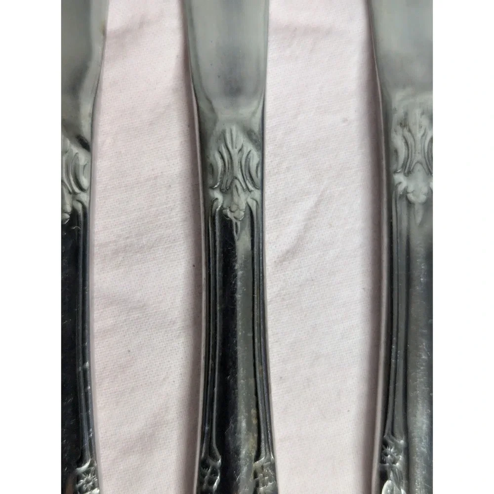 6 lot H.F. LTD Stainless stamped flower pattern knife‎ knives estate find